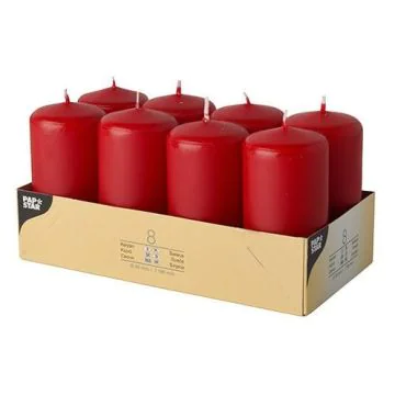 Bougies cylindriques - Rouge 50 mm : PAP STAR Lot de 8 image
