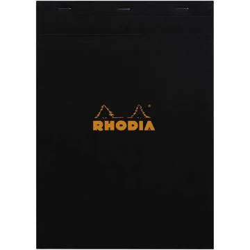 Bloc-Notes quadrillé - 210 x 297 mm A4 : RHODIA N°18 Couverture Noire Visuel