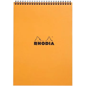 Bloc Notes quadrillé à spirale - 210 x 297 mm A4 : RHODIA Couverture Orange Visuel