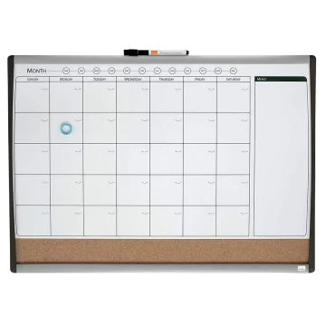 Tableau Planning Hebdomadaire / Mensuel - Magnétique et Liège - 585 x 430 mm : NOBO image