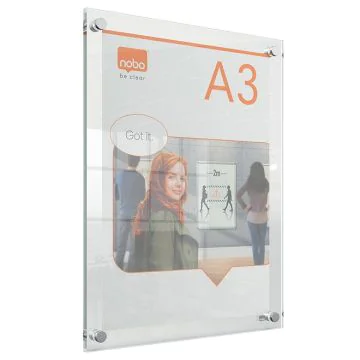 Porte Affiche - Acrylique Transparent - A3 - 348 x 471 mm : NOBO Premium Plus image