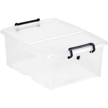 Bac de rangement avec couvercle double - 20 litres - Transparent : CEP Image