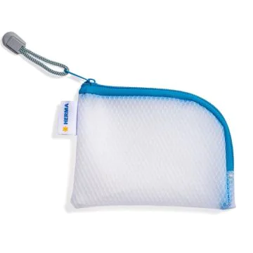 Pochette à filet avec fermeture éclair - A7 - Transparent / Bleu : HERMA Mesh Bags image
