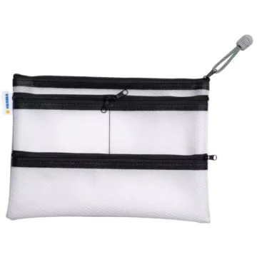 Pochette 4 poches avec fermeture éclair - A5 - Transparent / Noir : HERMA Multibag image