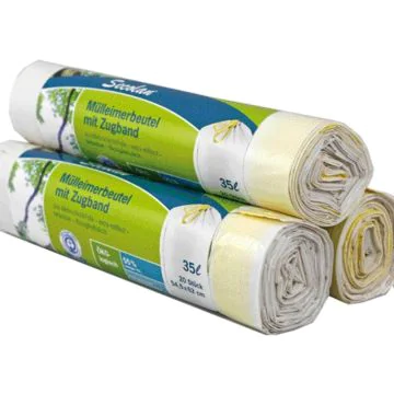 Photo Sacs poubelle avec tirant - 35 litres - Blanc : SECOLAN