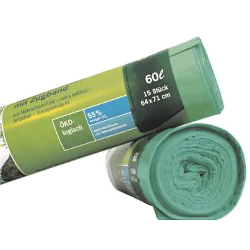 Photo Sacs poubelle avec tirant - 60 litres - Vert SECOLAN 211006