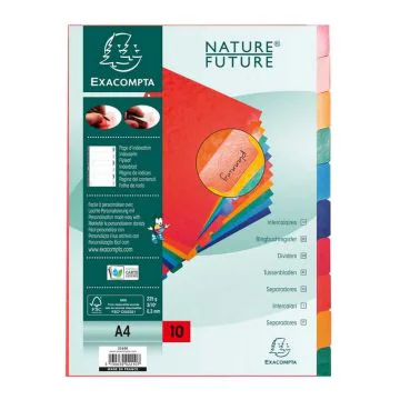 EXACOMPTA : Jeu de 10 intercalaires neutres en carte lustrée 2210E