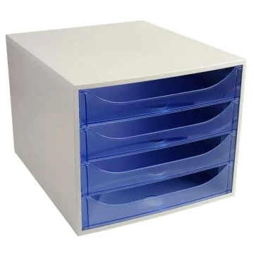 Module de rangement 4 tiroirs Ecobox - Gris/Bleu Glacé Translucide EXACOMPTA Linicolor Image