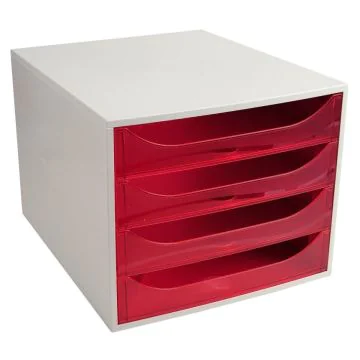 Module de rangement 4 tiroirs Ecobox - Gris/Framboise Translucide EXACOMPTA Linicolor Image