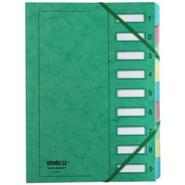Trieur Papier à élastiques de 9 compartiments - Vert : EXTENDOS Visuel