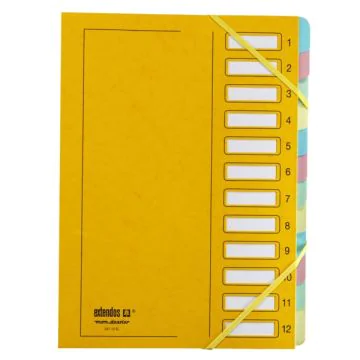 Trieur Papier à élastiques de 12 compartiments - Jaune : EXTENDOS Visuel