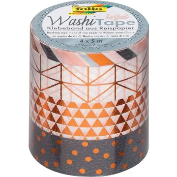 Ruban décoratif autocollant - Hotfoil Cuivre : FOLIA Washi Tape Lot de 4 Visuel