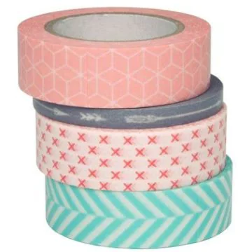 Ruban décoratif autocollant - Géométrique : FOLIA Washi Tape Lot de 4 Photo