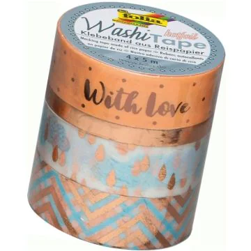 Ruban décoratif autocollant - Hotfoil or rose II : FOLIA Washi Tape Lot de 4 Visuel