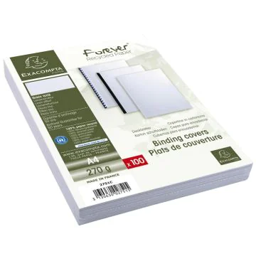 Couverture pour Reliure A4 - Grain toilé - Blanc EXACOMPTA Lot de 100 Visuel