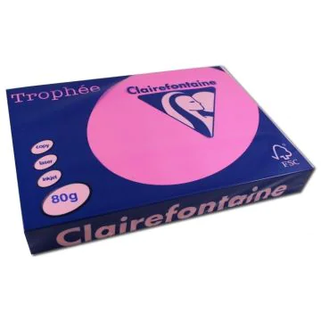 Ramette de papier de 500 feuilles A4 - Rose fluo : CLAIREFONTAINE Trophée Visuel