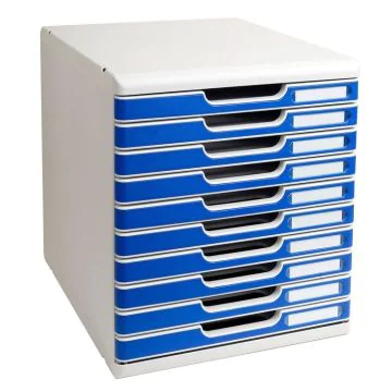 EXACOMPTA Caisson 10 tiroirs - Modulo - Gris/bleu 302003D