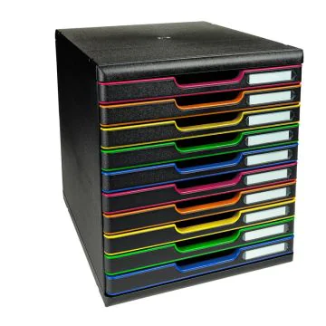EXACOMPTA : Module de rangement 10 tiroirs Modulo - Noir/Arlequin 302914D