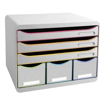 Module de rangement 6 tiroirs - Storebox- Blanc/Arlequin : EXACOMPTA Black Office image