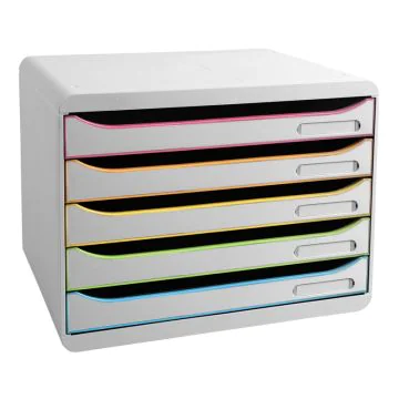 Module de rangement 5 tiroirs - Big Box Plus Horizon - Blanc/Arlequin EXACOMPTA Black Office image