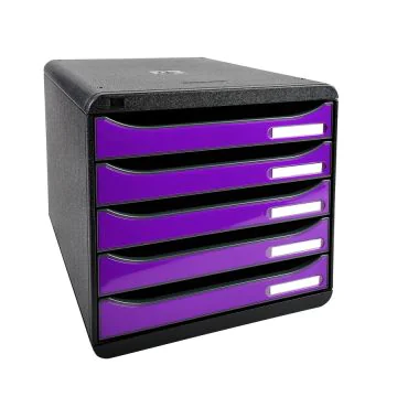3097220D EXACOMPTA : Module de rangement 5 tiroirs - Big Box Plus - Noir/Violet glossy