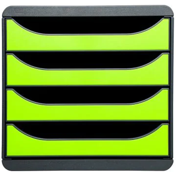 310725D EXACOMPTA : Caisson à 4 tiroirs - Big Box - Gris Noir/vert anis