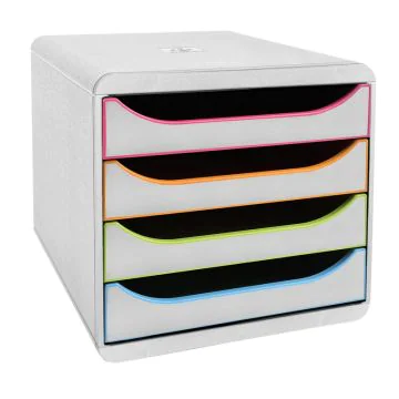 Module de rangement 4 tiroirs - Big Box - Blanc/Arlequin : EXACOMPTA Black Office image