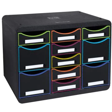 Module de rangement 11 tiroirs - Big Box Multi - Noir/Arlequin : EXACOMPTA Black Office image