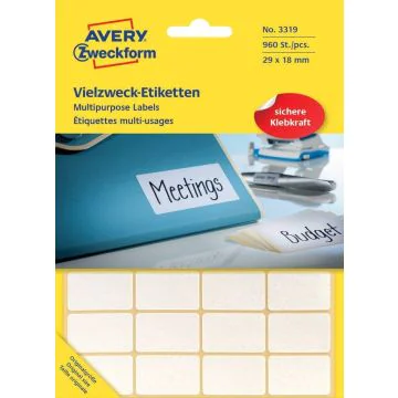 AVERY 3319 : Etiquettes adhésives 29 x 18 mm - Blanc