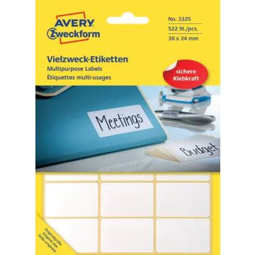 AVERY : Etiquettes adhésives 38 x 24 mm - Blanc 3325