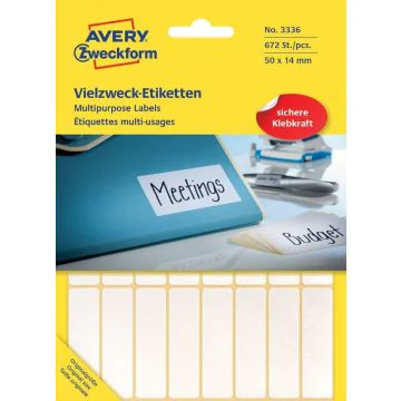 AVERY : Etiquettes adhésives 50 x 14 mm - Blanc 3336