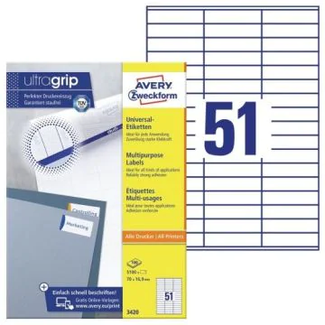 Photo Étiquettes adhésives ProNature 70 x 16,9 mm AVERY 3420