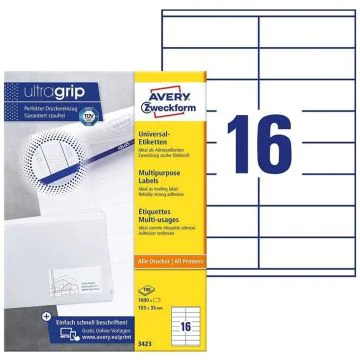 Étiquettes adhésives 105 x 35 mm AVERY Ecologique Lot de 1600