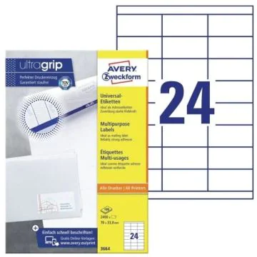 Étiquettes adhésives 70 x 33,8 mm AVERY Ecologique 3464