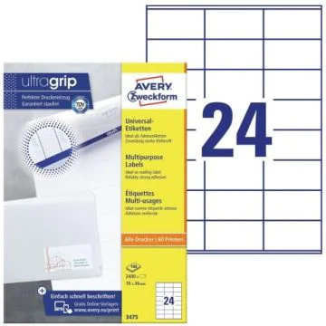 Photo Étiquettes adhésives ProNature 70 x 36 mm AVERY 3475