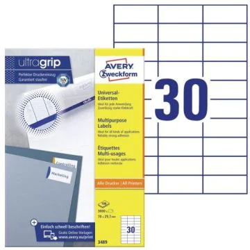 Photo Étiquettes adhésives ProNature 70 x 29,7 mm AVERY 3489