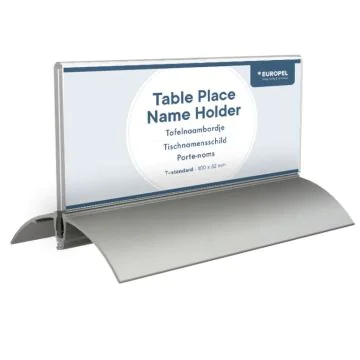 Chevalet de table - Porte-nom avec socle en aluminium - 100 x 52 mm : EUROPEL image