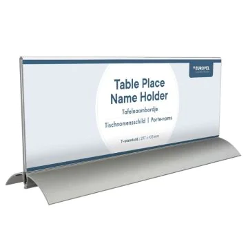 Chevalet de table - Porte-nom avec socle en aluminium - 297 x 105 mm : EUROPEL image