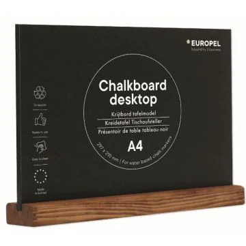 Présentoir de Table - A4/Paysage - Ardoise avec socle en bois de Pin : EUROPEL image