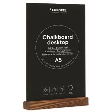Présentoir de Table - A5/Portait - Ardoise avec socle en bois de Pin : EUROPEL image