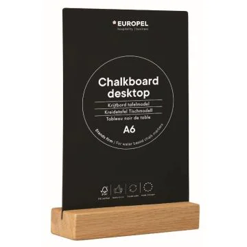 Présentoir de Table - A6 - Ardoise avec socle en chêne : EUROPEL image