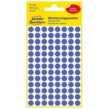 Pastilles adhésives amovibles - 8 mm - Bleu AVERY Lot de 416