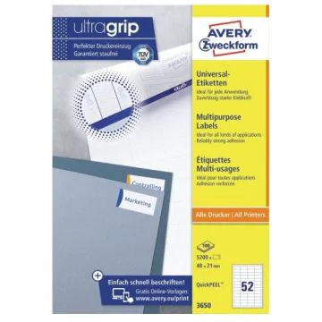 photo Étiquettes adhésives 48 x 21 mm AVERY 3650
