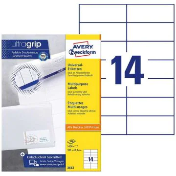 Photo Étiquettes adhésives ProNature 105 x 42,3 mm AVERY 3653