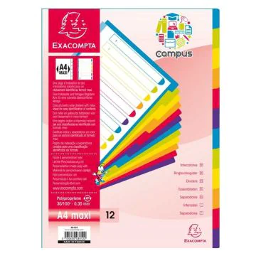 EXACOMPTA : Jeu de 12 intercalaires Campus 3812E 