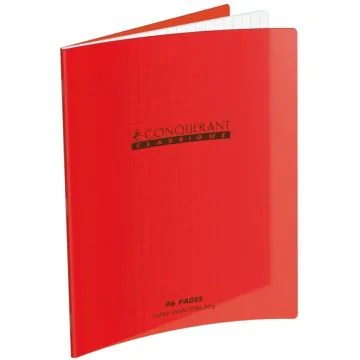 Carnet quadrillé - 96 pages - 90 x 140 mm - Rouge : CONQUERANT Visuel