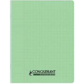 Cahier d'écolier 170 x 220 mm Grands carreaux 96 pages - Polypro Vert pastel CONQUERANT
