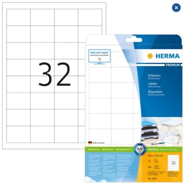 Photo Étiquettes adhésives blanches Premium 48,3 x 33,8 mm : HERMA