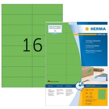 Étiquettes adhésives - 105 x 37 mm - Vert : HERMA Lot de 1600 image
