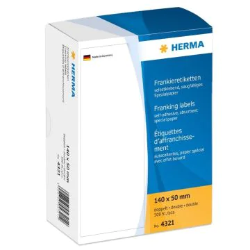 4321 HERMA : Etiquettes d'affranchissement doubles - 140 x 50 mm